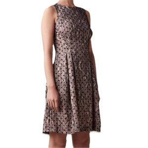 JW Jason Wu Fit & Flare Dress Pink w/Black Lace Overlay Sleeveless Lined PS